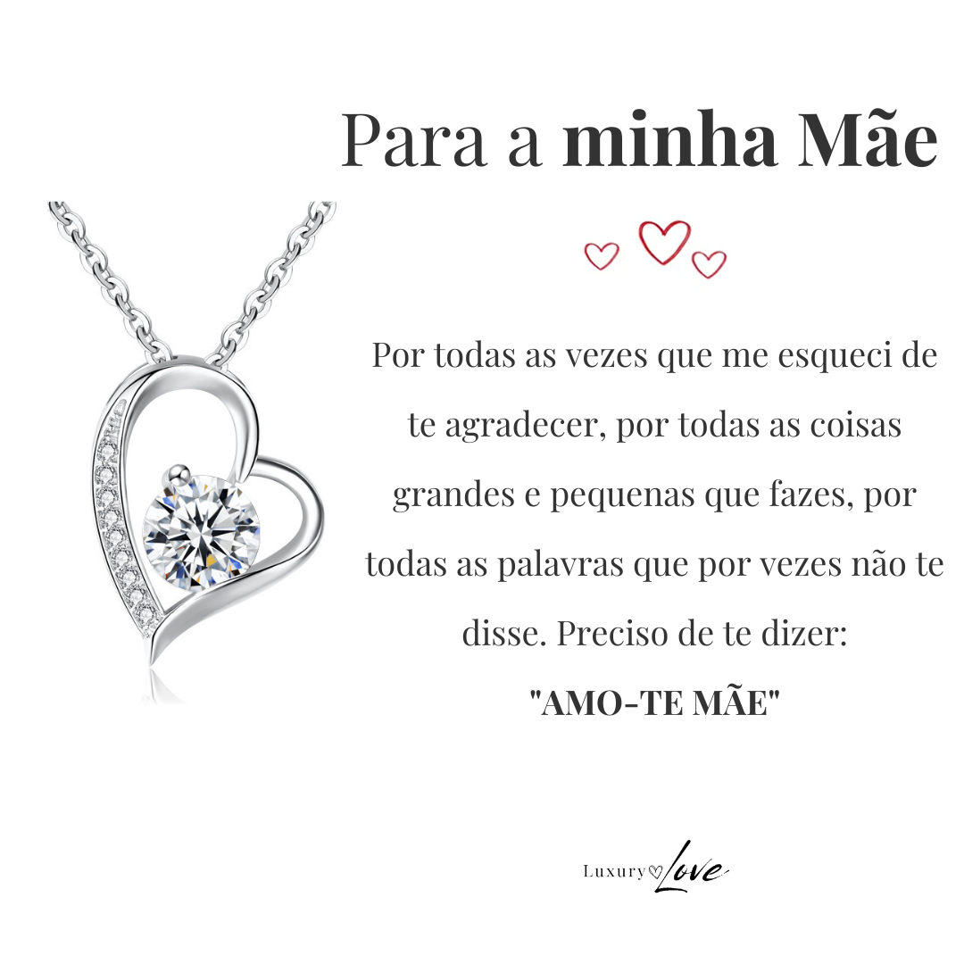 Colar Amor-Eterno™ prateado para a minha Mãe (com dedicatória especial)