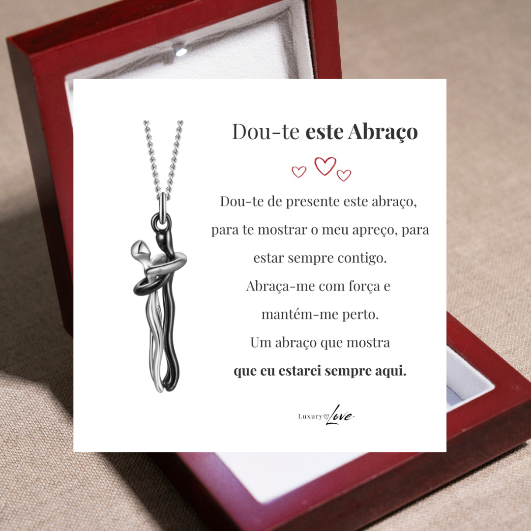 Colar Abraço-Infinito® para a minha Mãe (com dedicatória e caixa de madeira com luz)