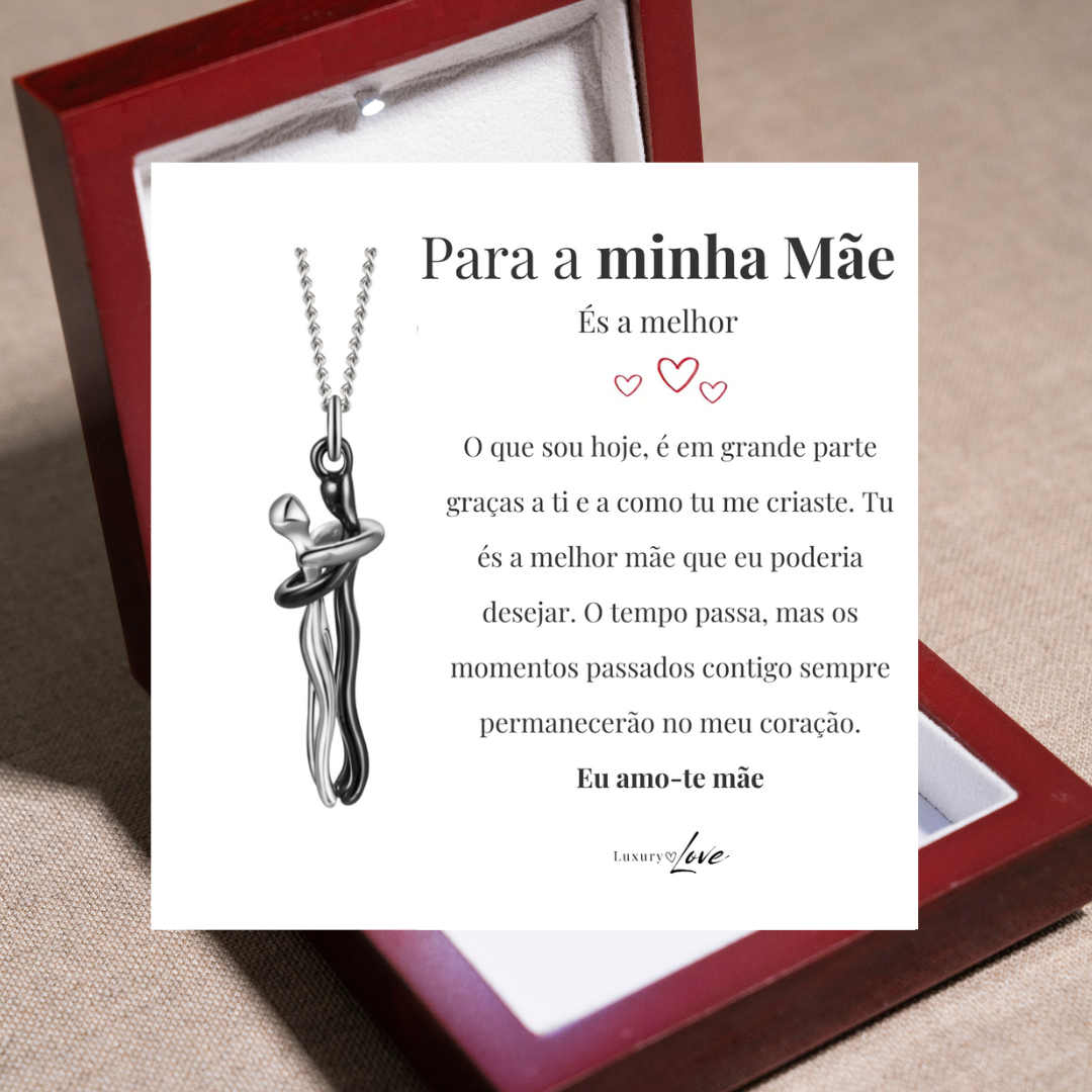 Colar Abraço-Infinito® para a minha Mãe (com dedicatória e caixa de madeira com luz)